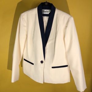 Vintage White and blue button up blazer